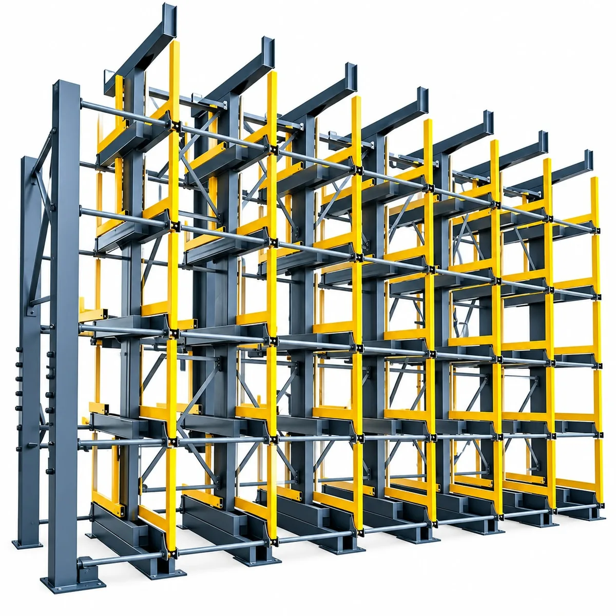 Roll out cantilever rack with pull-out arm frames